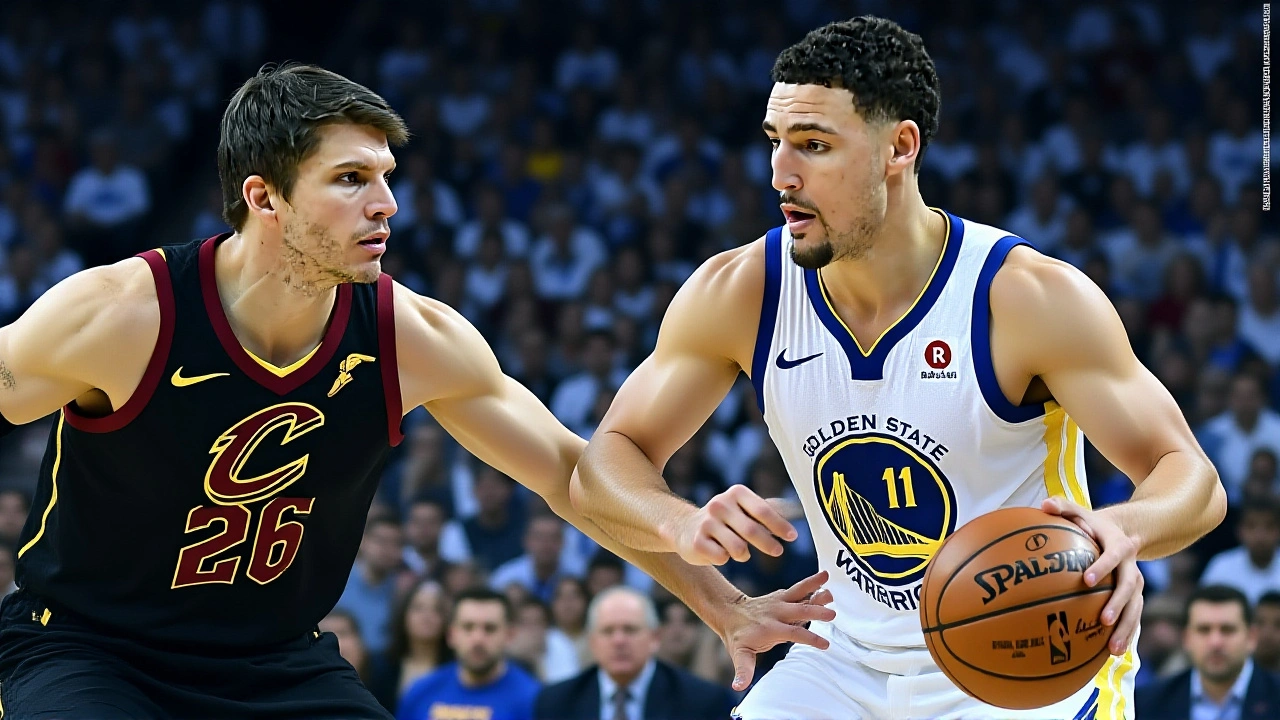Warriors vencen a Cavaliers 99-94 en Cleveland en partido clave para los playoffs
